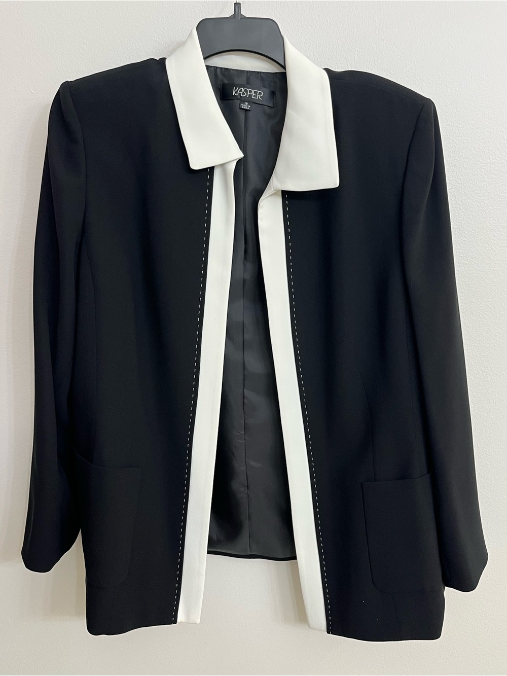 Kasper Black Jacket with White Trimmed Collar